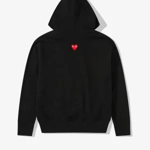 CDG Play Sweat à capuche unisexe noir à fermeture éclair et cœur rouge inversé